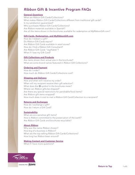 Ribbon Gift & Incentive Program FAQs .